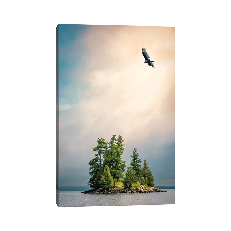 Small Island & a Bird 1 Piece Wrapped Canvas Wall Art, 20.32 cm H x 30.48 cm W