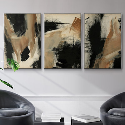 Baked Paintstrokes I, reproduction encadrée sur toile 3 pièces