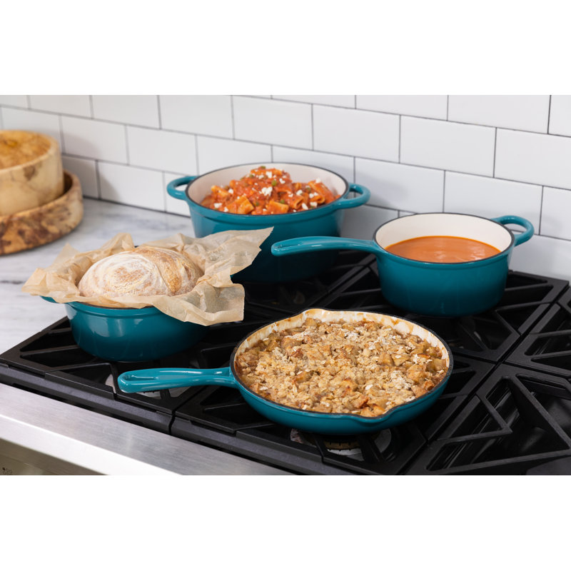 Biscay Blue Enameled Cast Iron 7-Piece Cookware Set
