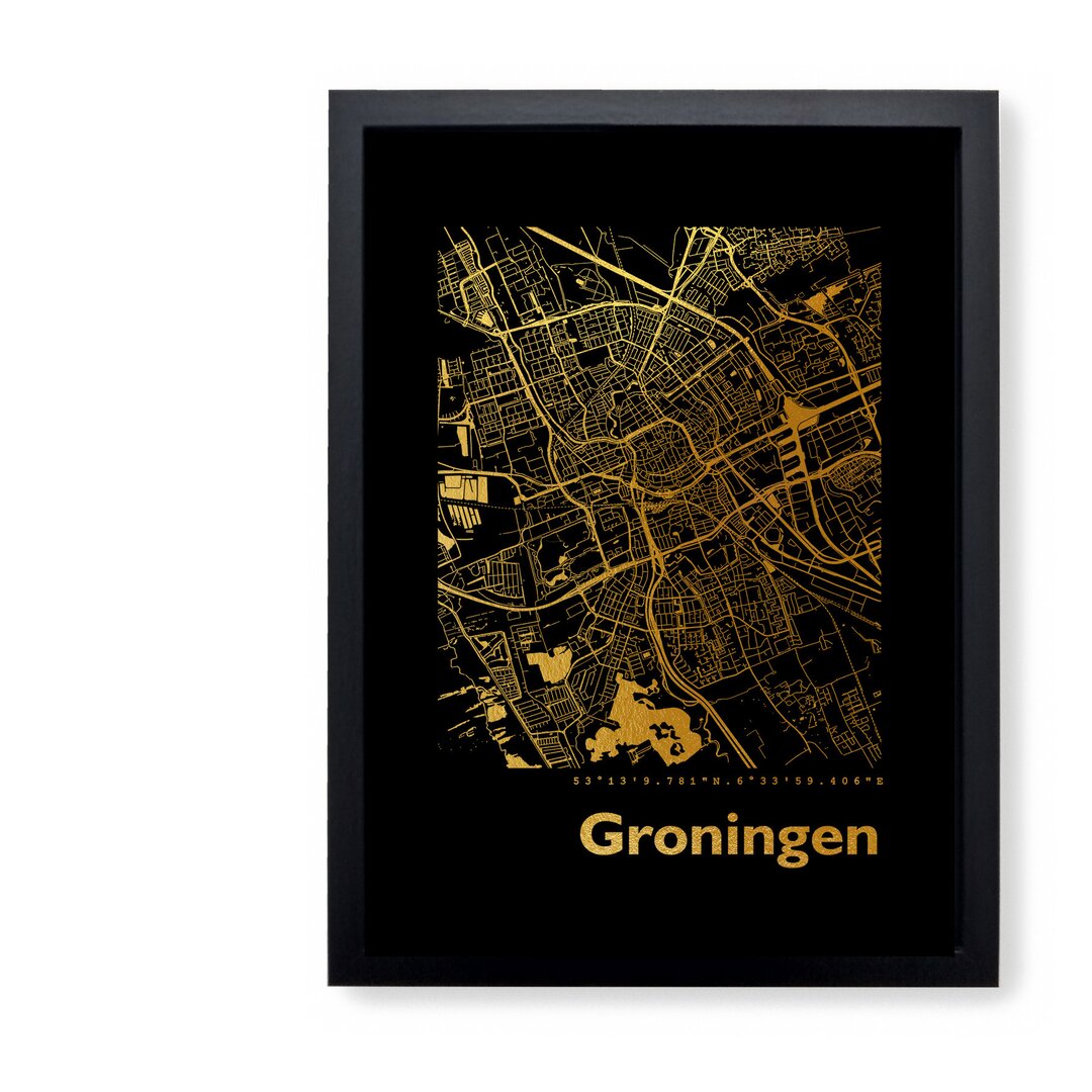 Gerahmtes Poster Groningen Stadtplan