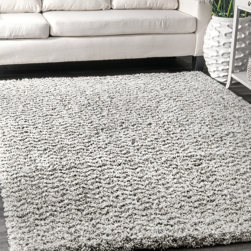 Parton Chevron Shag Power Loom Performance Ivory Rug, Rectangle 4' x 6'