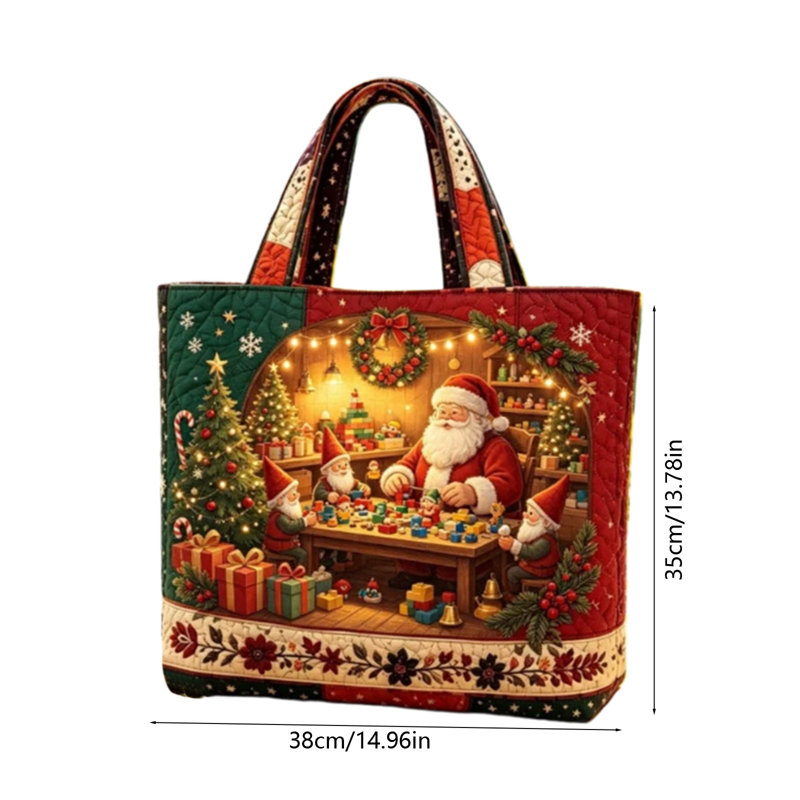 Sac fourre-tout imprimé de Noël, sac à bandoulière décoré pour les fêtes, Vert