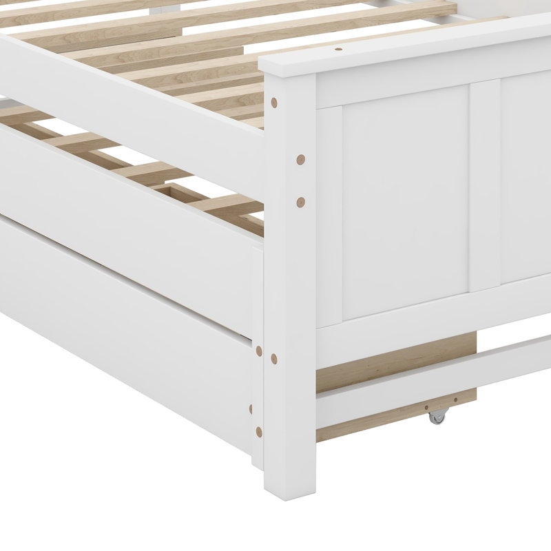 Lit plateforme contemporain avec lit gigogne et tiroirs, Blanc