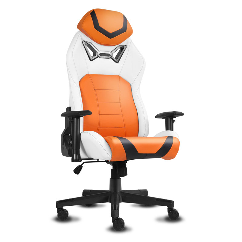 Fauteuil de jeu et de course pivotant ergonomique Inbox Zero, Orange/Blanc