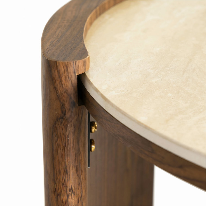 Table basse Modern Modern, Plateau jaune / base noyer