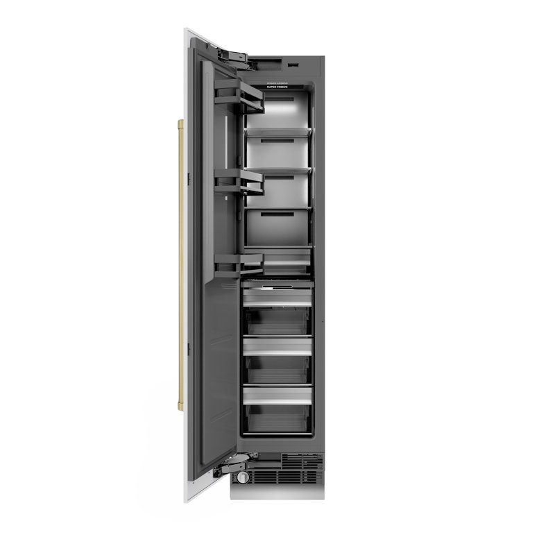 ZLINE Autograph Edition 18 in. 8.6 cu. ft. Left Hinge Column Freezer with Graphite Gray Interior and Champagne Bronze Accents
