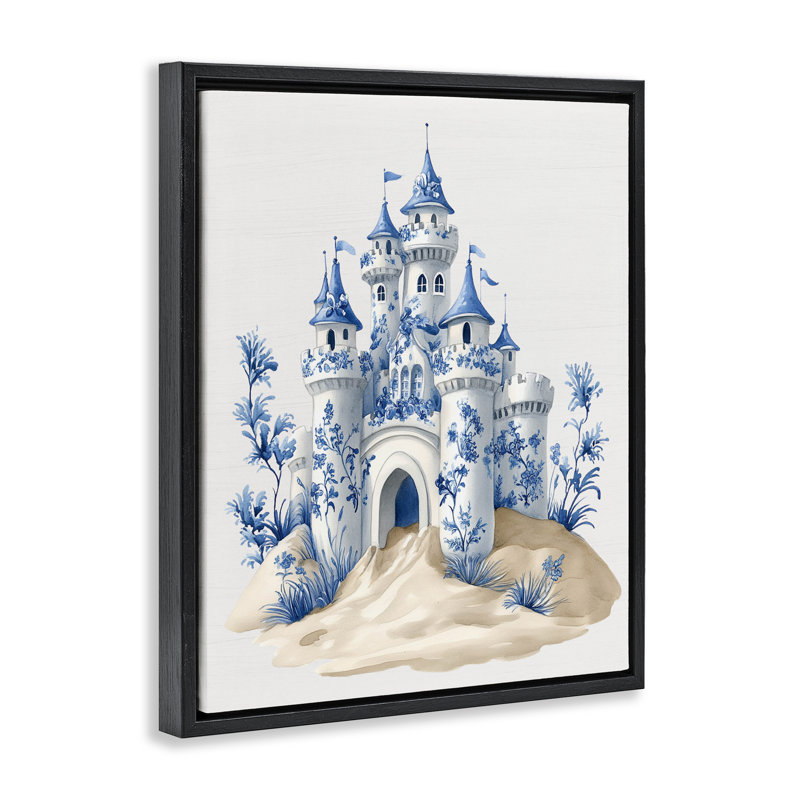 Cadre flottant Funky Toile Castle, design par lettré et doublé, Cadre flottant noir de jais, H 21 po x l 17 po