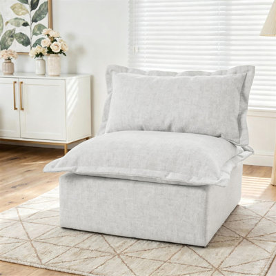 Upholstered Soft Chenille Accent Lounge Chair with Cushion Back – Fully Compressed, No Assembly Required