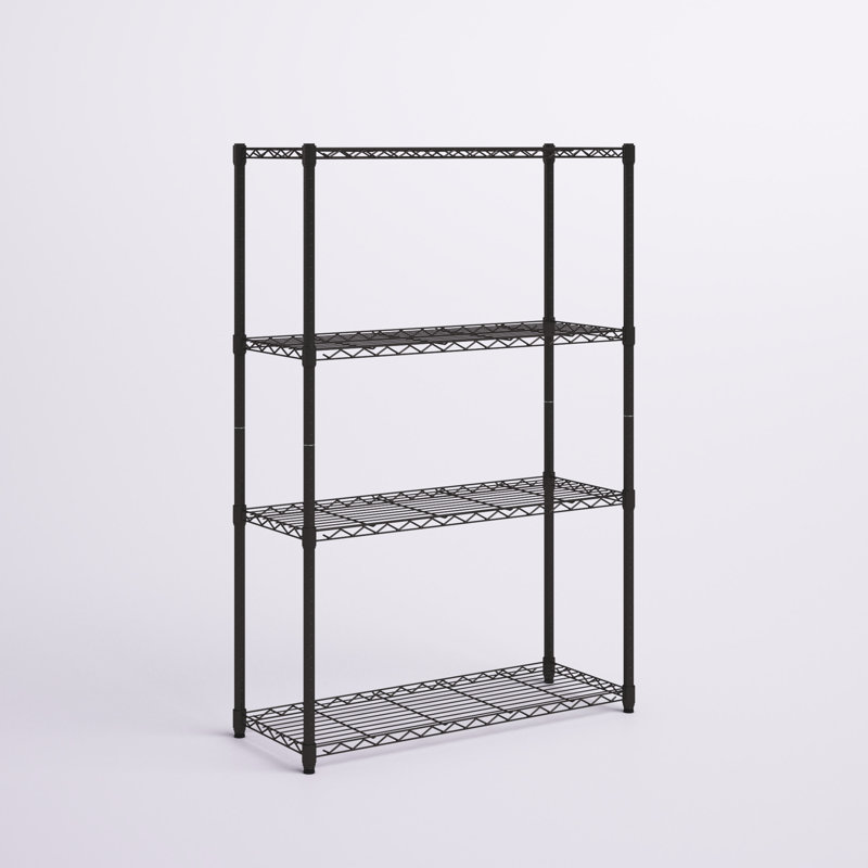 Industrial Black 4-Tier Adjustable Steel Wire Shelving Unit