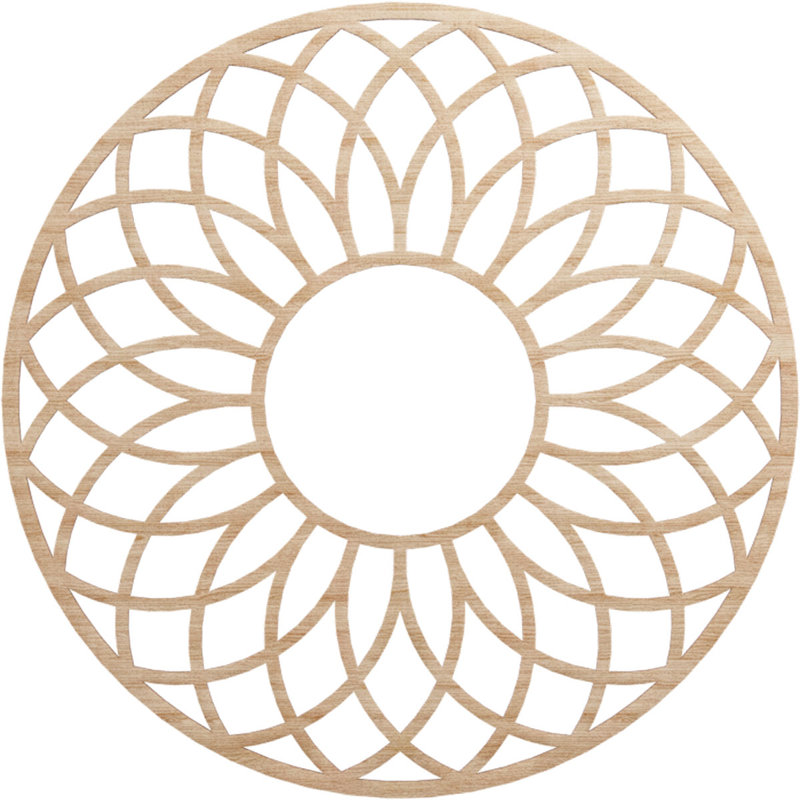 Médaillon de plafond en bois ajouré Cannes, Aulne, H 36 po x l 36 po x P 0,38 po