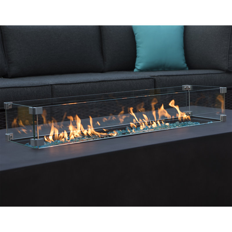 Pare-flammes pour foyer d'extérieur trempé (verre), L 35,5 po x P 9 po x H 5,5 po