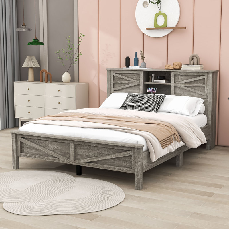Castilloux Platform Storage Bed, Antique Gray