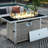 43" Rectangular Grey Open Weave Propane Fire Pit Table, 60000 , With Blue Glass Stones, Tempered Wind Guard, And 20Lbs Storage For Outdoor Fun 43 Inch Gas Output, Guard Stone Decoration Backyard-1653216756