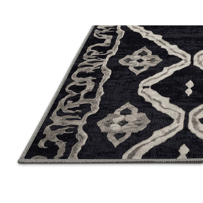 Machine Washable Gray Area Rug, Rectangle 7' x 9'