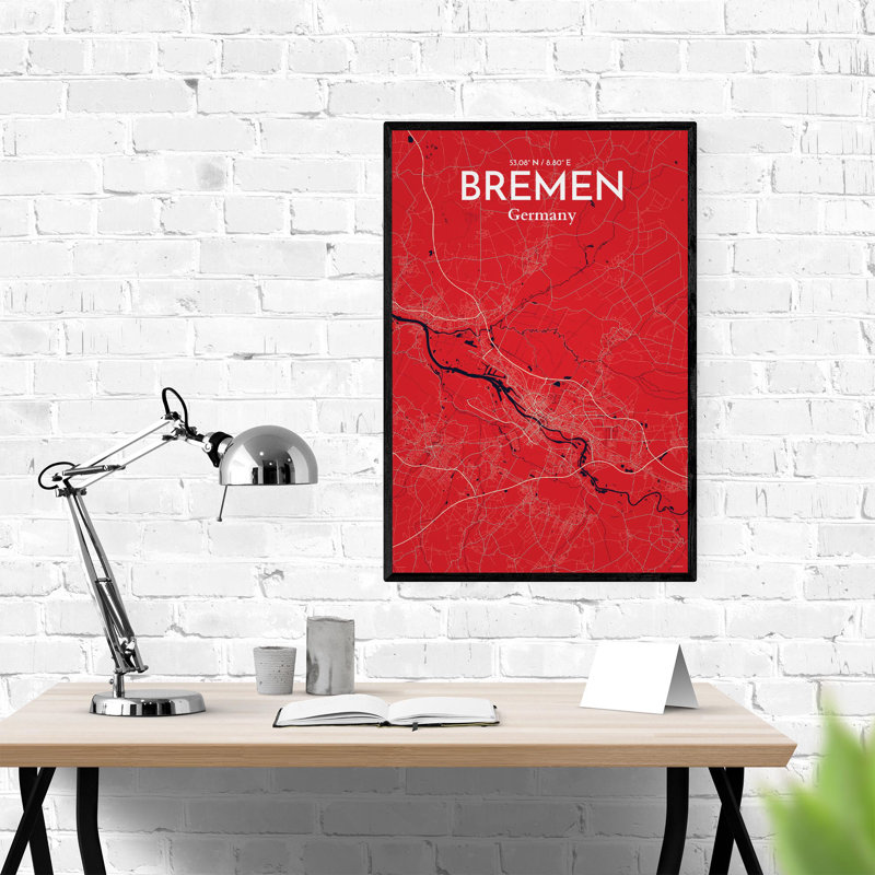 Bremen City Map, impression, H 36 po x l 24 po x P 0,05 po, Nautique