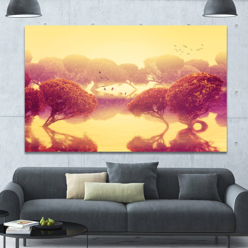 «Peaceful Japanese Gardens», art graphique, H 40 po x l 60 po x 1,5 po, Toile tendue