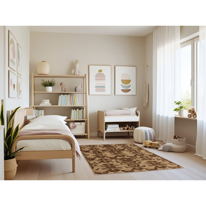 Tapis brun français lavable à la machine, Rectangulaire 3 pi x 5 pi