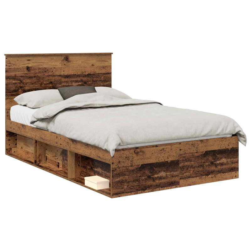 Solid Wood Bed, Old Wood, 140 x 190cm