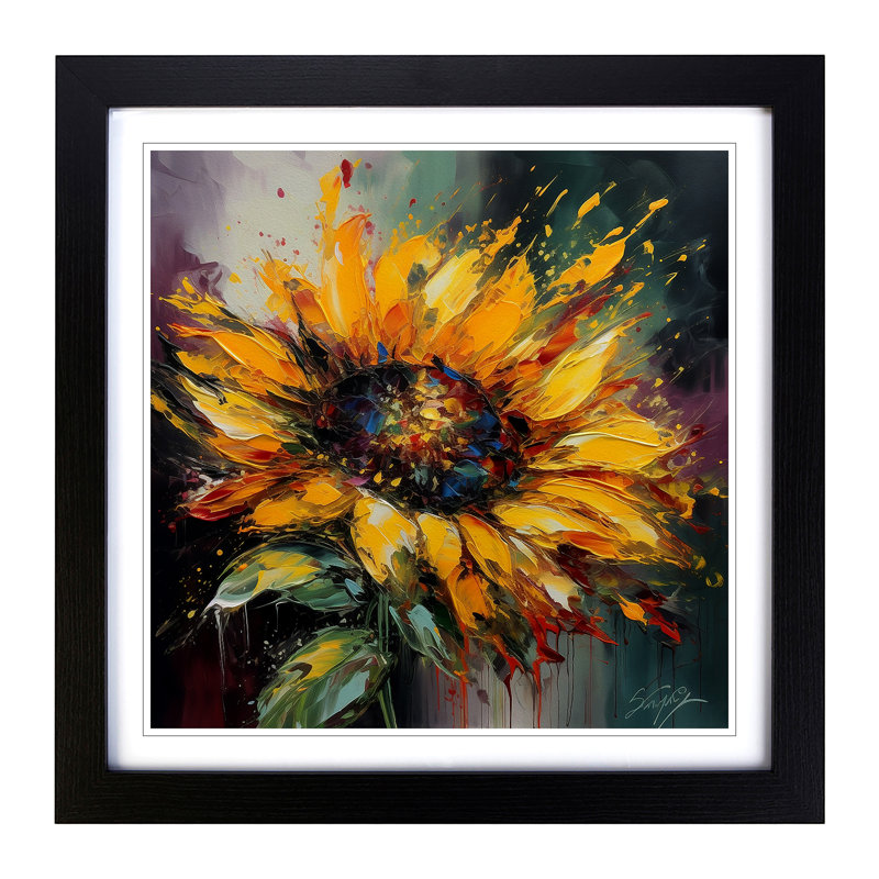 Sunflower - Framed Print, Black