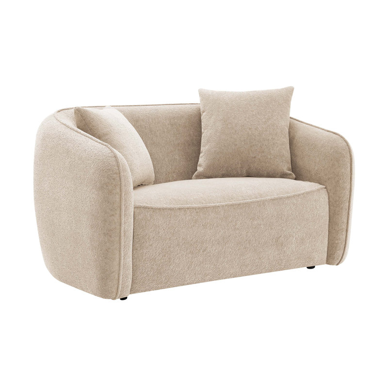 Causeuse Keith en chenille avec 2 coussins décoratifs assortis, Beige