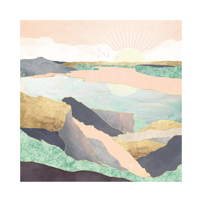 Sunrise Beach - impression d'art graphique, Toile tendue, Pas de tapis, H 12 po x l 12 po x P 0,75 po