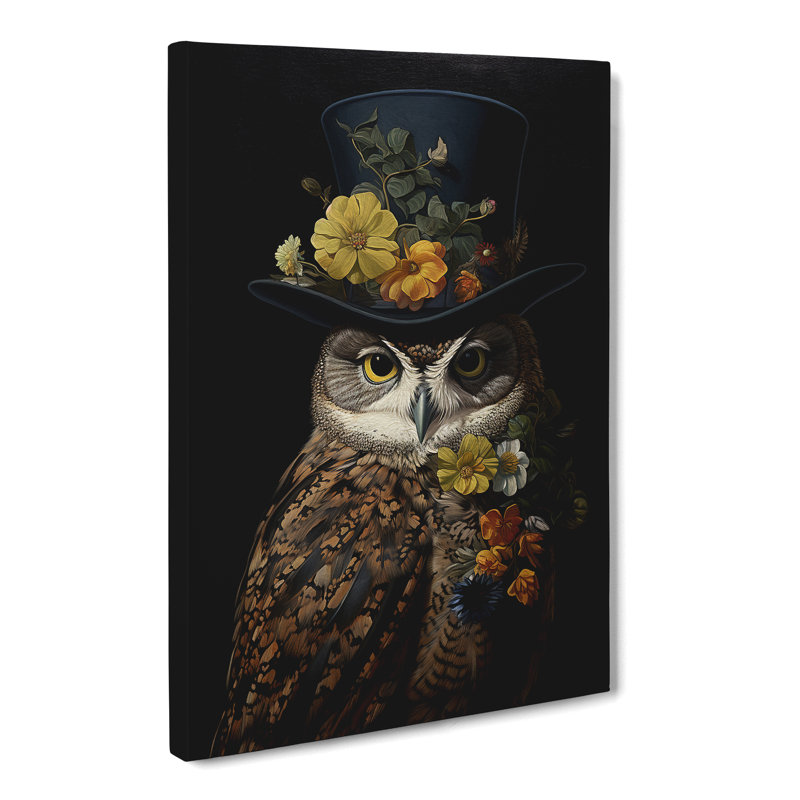 Owl Baroque Art - Wrapped Canvas, 76cm H x 50cm W x 3cm D