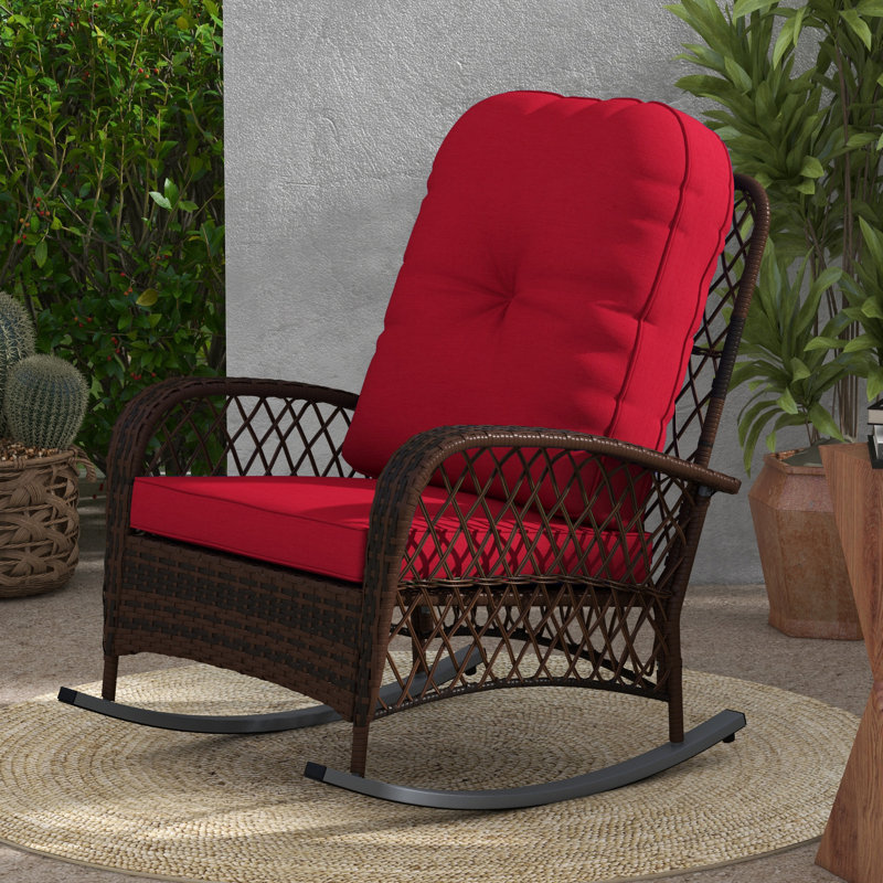 Chaise berçante en osier pour l'extérieur Outsunny, Rouge