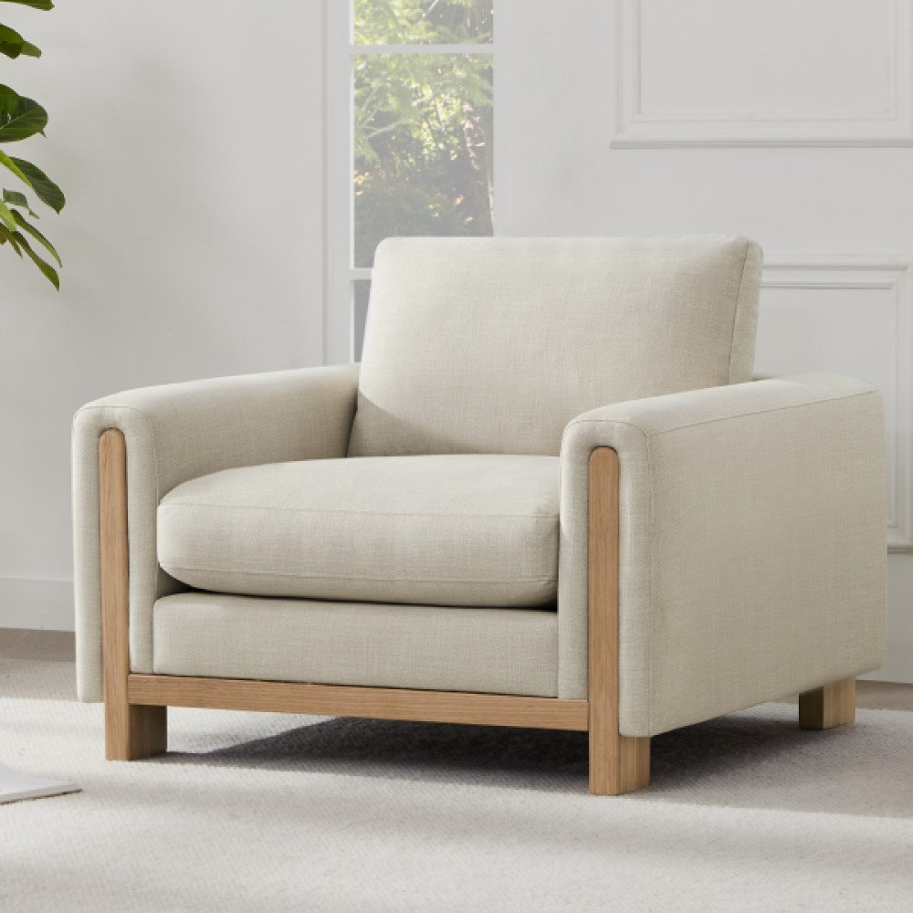 Adika Upholstered Armchair, Effie Linen