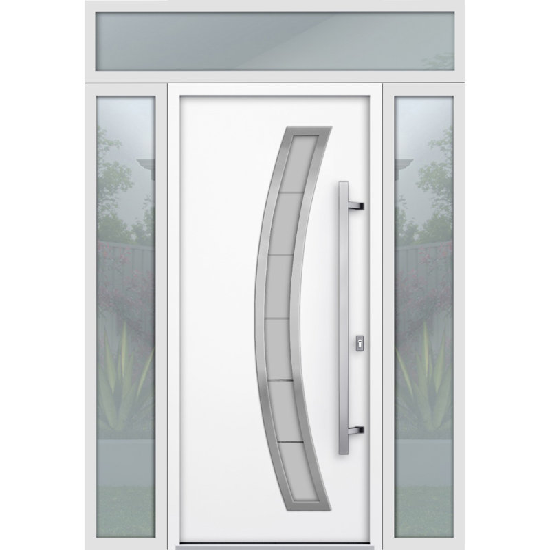 Deux portes d'entrée avant de 96 po, H 96 po x l 68 po x P 3,25 po, S'ouvre à gauche vers l'intérieur, Blanc