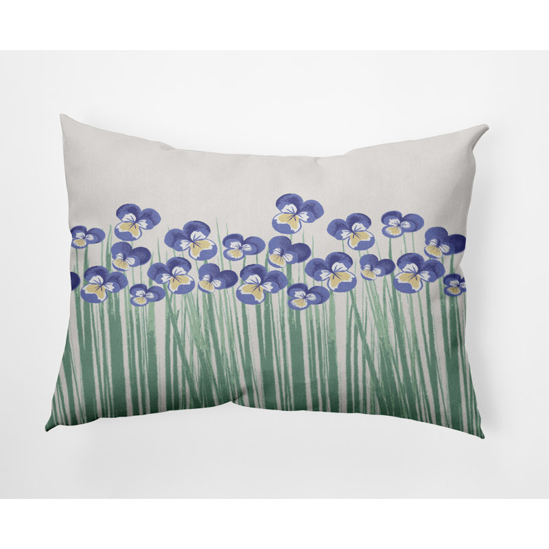 Floral Outdoor Reversible Throw Pillow, Purple