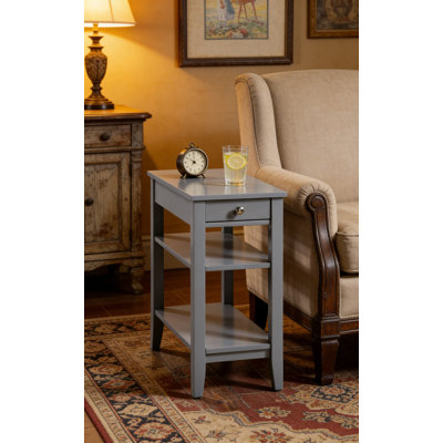 Chairside End Table With Drawer And Storage Shelf - Classic Living Room, Bedroom, Or Office Accent Table