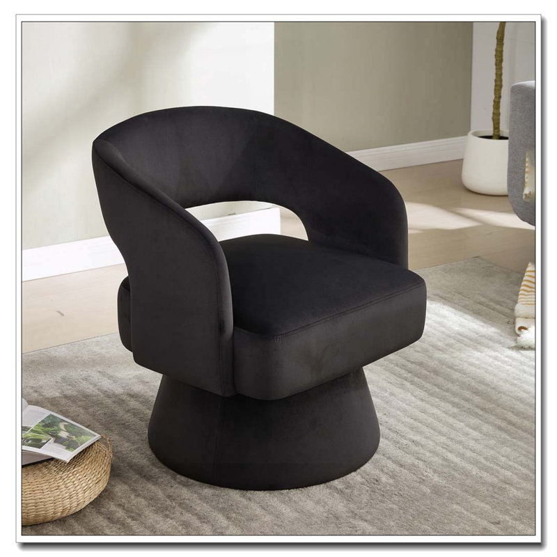 Fauteuil demi-tonneau pivotant à 360 degrés, Noir