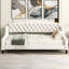 Lit de jour simple beige avec capitonnage à boutons, contreplaqué massif, lit de jour de luxe moderne facile à assembler, lattes, mousse confortable pour le décor de la chambre à coucher-129627258-129627256