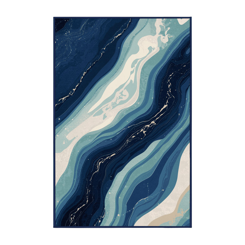 Tapis bleu moelleux doux et moelleux Eakes, 7 x 9