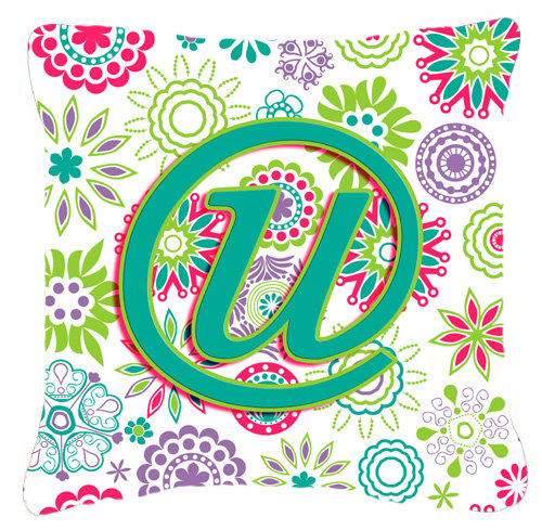 Monogramme initiale fleurs intérieur/extérieur Throw Pillow, 18" H x 18" L x 5.5" D, U