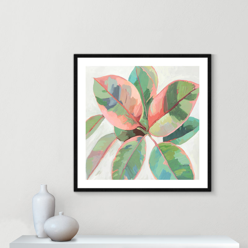 «Pink Ficus II», reproduction d'art, Papier avec cadre en bois noir, H 33,25 po x l 33,25 po x P 0,75 po