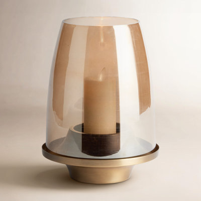 Iron Glass Hurricane Candle Holder