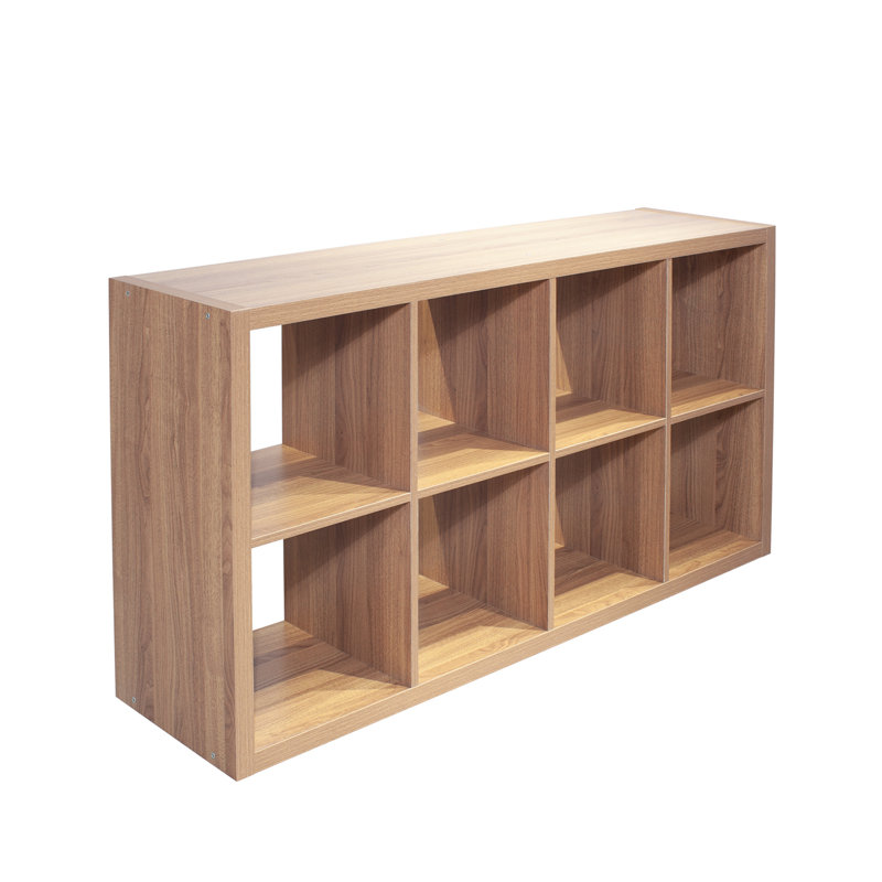 Smart Cube 8-Cube Organizer Storage with Opened Back Shelves,2 X 4 Cube Bookcase Book Shleves, Walnut