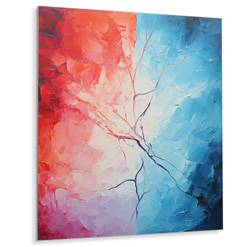 Feu et glace Tachisme arbre II - art mural en métal Tachisme, H 40 po x l 30 po x P 1,5 po