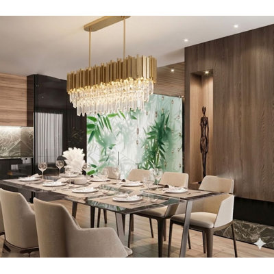 7-Light Gold Chandelier With Crystal Accents