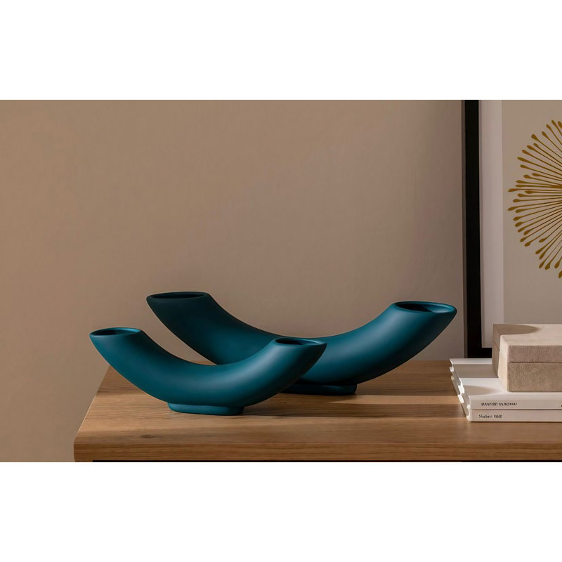 Creeden Ceramic Table Vase, Green-Blue, 27cm H x 4cm W x 8cm D
