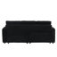 80 pouces 3 velours côtelé noir pliable avec porte-gobelet et 2 coussins, idéal pour la détente dans le salon-1367054701
