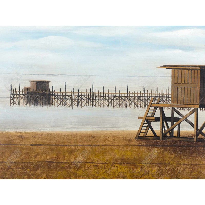 Toile beige tour de sauveteur plage | Art mural Home Decor