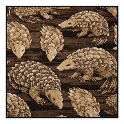 Washable Pangolin Wildlife Area Rug
