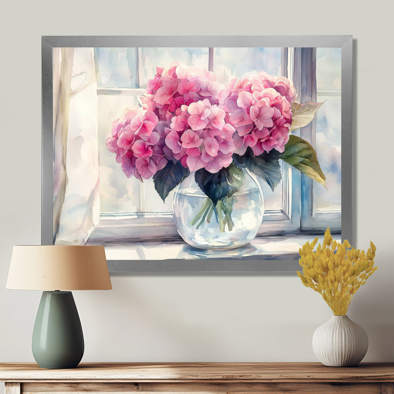 Irodita hydrangea Bouquets by the Window II - Hydrangea Wall Art, Reproduction encadrée d'une seule photo, Argent argent