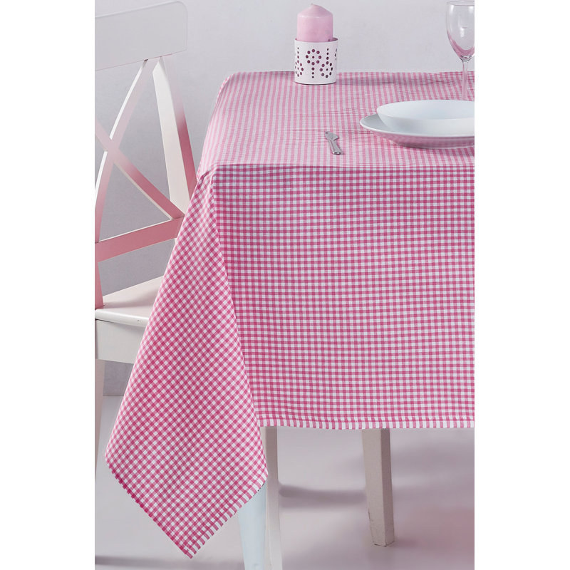 Chon Elegant Checkered Tablecloth, Pink, 67.0 x 67.0 inches | 85% Cotton / 15% Polyester, Machine Washable at 30-40°C | Easy Clean, Perfect for Dining Room, Kitchen, and Special Occasions, Durable & Stylish Design