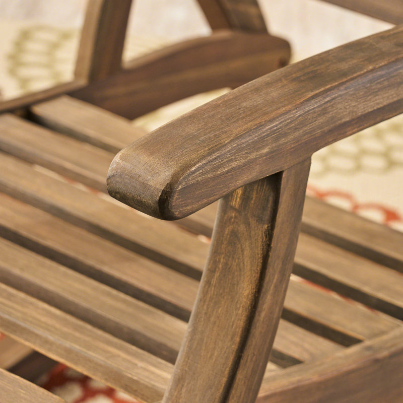 Chaise berçante grise avec bois et repose-pieds pour la détente, Gris