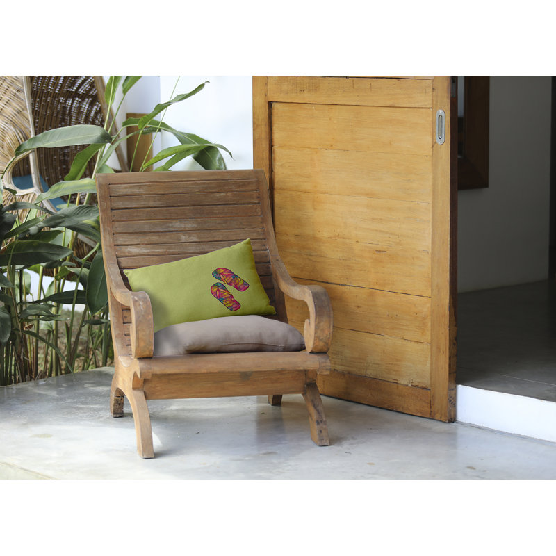 Outdoor Reversible Throw Pillow, Green