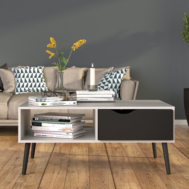 Brennan Four Leg Coffee Table, White/Black