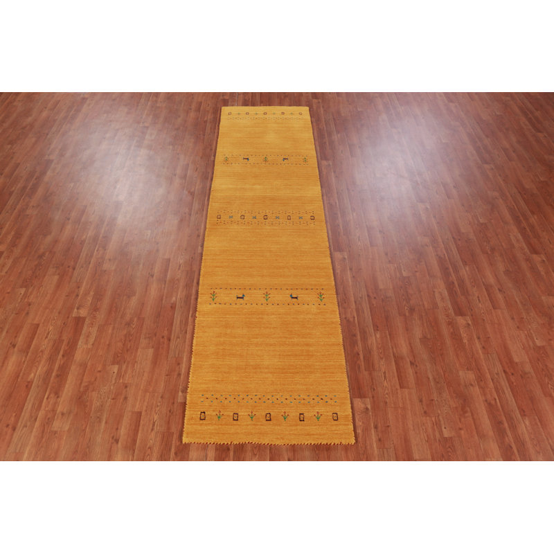 Tapis jaune tribal Gabbeh 3 x 10